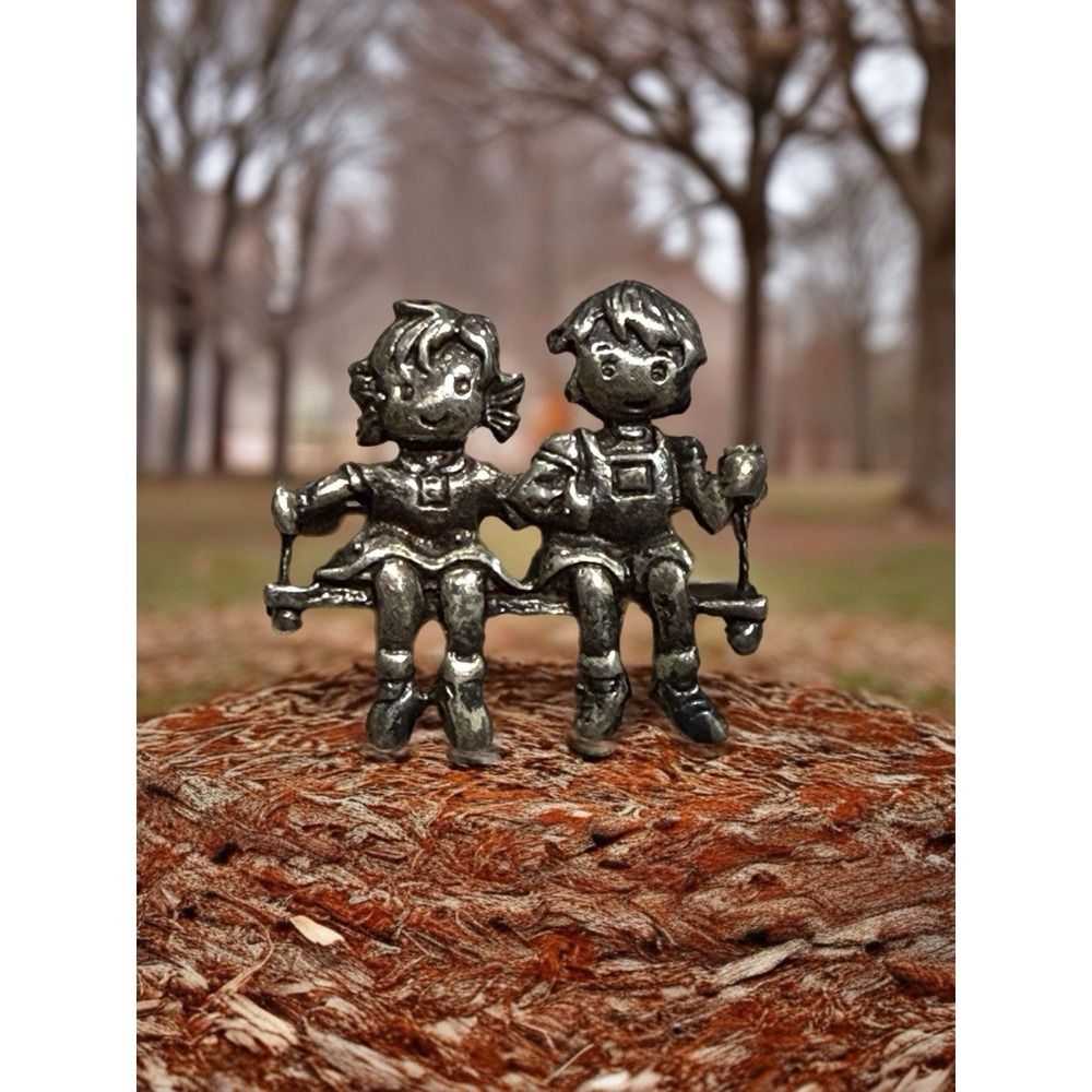 Vintage Sterling Silver 925 Boy Girl Swing Swinging Brooch Pin K2483 Mothers Day